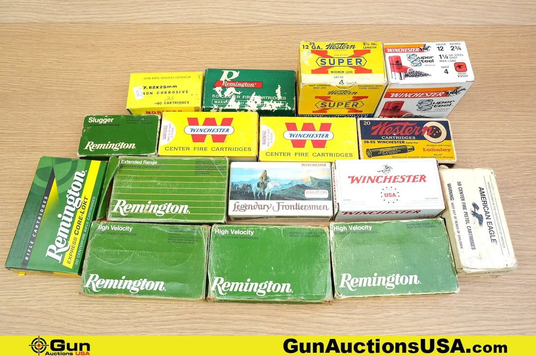 Winchester, Norinco, Remington, Etc. .38-55, 30.06, .280 REM, .357 MAG, .38 S&W, 7.62x25, 12 GA.: Winchester, Norinco, Remington, Etc. .38-55, 30.06, .280 REM, .357 MAG, .38 S&W, 7.62x25, 12 GA. Ammo. Approx. 335 Rds in Total; 78 Rds of .38.55, 40 Rds of 180 Gr, SP 30.06, 47 Rds of 280 REM, 100 Rd
