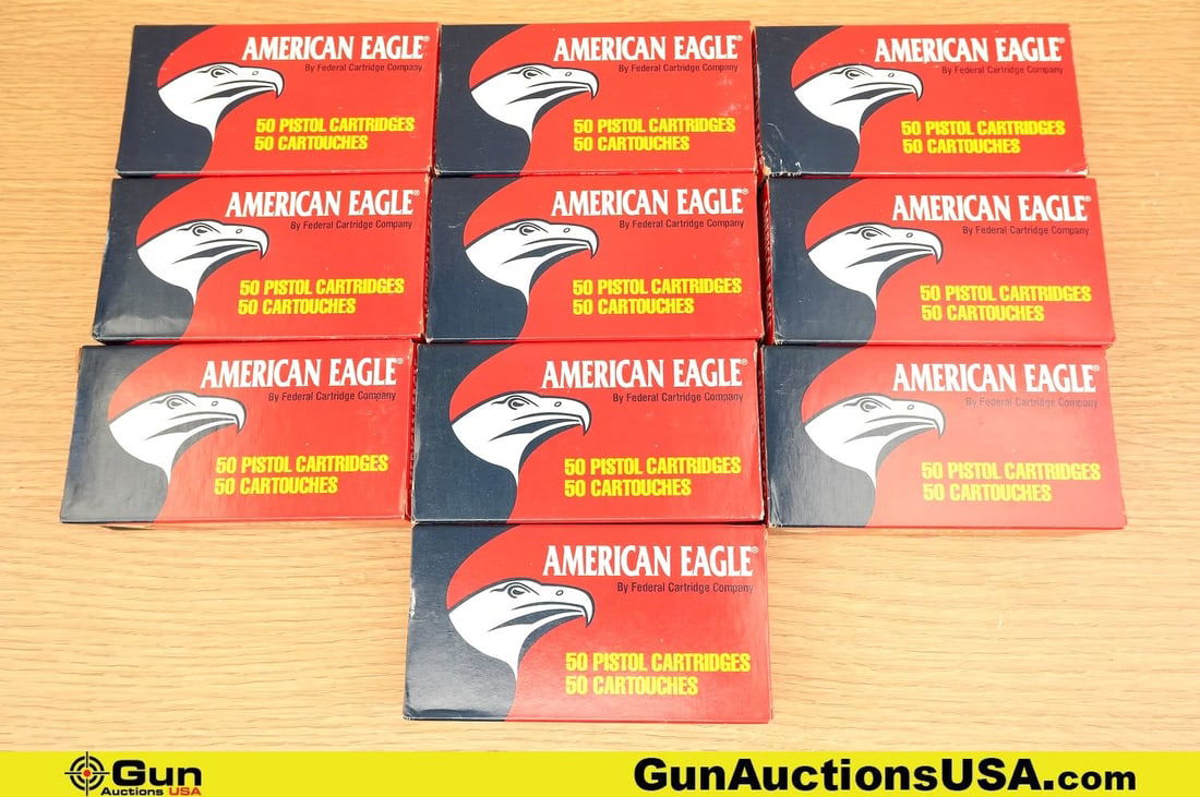 American Eagle 9MM LUGER Ammo. 500 Rds, 124 Gr. FMJ. . (82052) (GSCU21): American Eagle 9MM LUGER Ammo. 500 Rds, 124 Gr. FMJ. . (82052) (GSCU21)