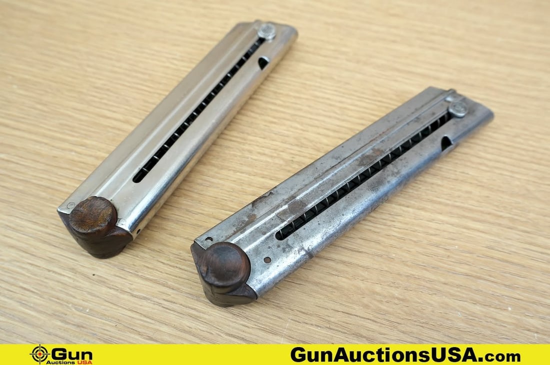 German Surplus 9MM Mags. Good Condition. Two P08 Luger 9mm, 8 Rd Magazines with Wooden Base Plates. (1 of 3)