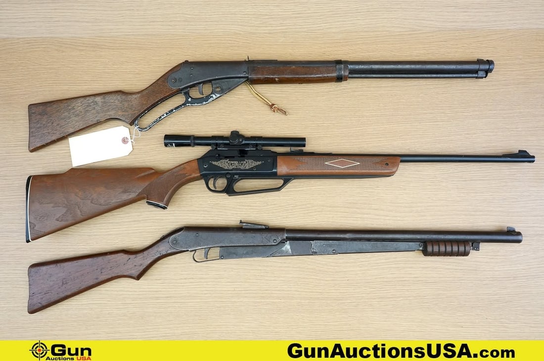 Daisy .177 BB RIFLES. Good Condition, Normal Handling Marks. One Powerline BB Rifle, One #25 BB: Daisy .177 BB RIFLES. Good Condition, Normal Handling Marks. One Powerline BB Rifle, One #25 BB Rifle and One Daisy Red Ryder BB Rifle. . (81924) (GSCF78)