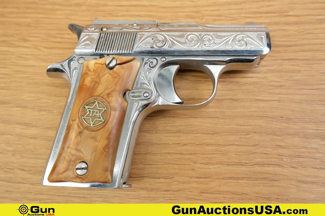 STAR G35 .25 Cal. Pistol. Good Condition, Normal Handling Marks. 2.25" Barrel. Shiny Bore, Tight: STAR G35 .25 Cal. Pistol. Good Condition, Normal Handling Marks. 2.25" Barrel. Shiny Bore, Tight Action Semi Auto Features an Engraved Stainless Finish, Fixed Front and Rear Sights, Straight Blow Back