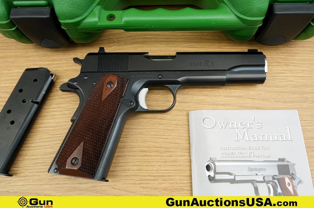 REMINGTON 1911R1 .45 AUTO Pistol. Excellent. 5" Barrel. Shiny Bore, Tight Action Semi Auto Timeless: REMINGTON 1911R1 .45 AUTO Pistol. Excellent. 5" Barrel. Shiny Bore, Tight Action Semi Auto Timeless steel in your palm, echoing history with every trigger pull. Precision-crafted, elegantly rugged, it