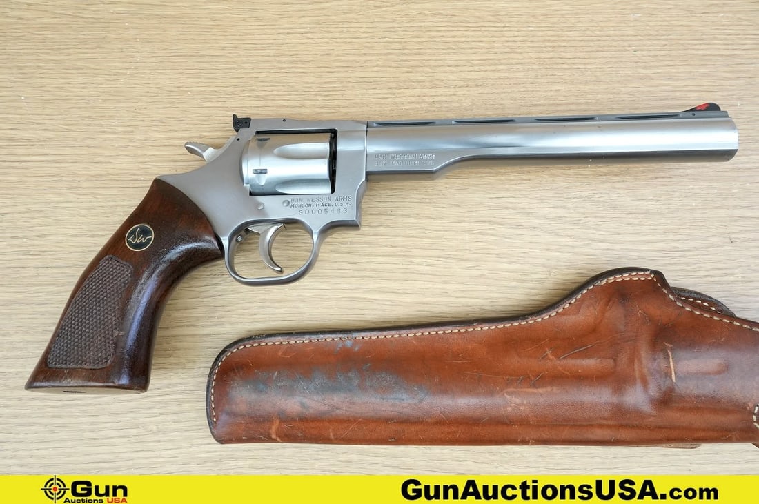 DAN WESSON ARMS .357 MAGNUM Revolver. Good Condition, Normal Handling Marks. 8" Barrel. Shiny Bore,: DAN WESSON ARMS .357 MAGNUM Revolver. Good Condition, Normal Handling Marks. 8" Barrel. Shiny Bore, Tight Action Featuring a Pinned Ramped Front Sight, Target Adjustable Rear Sight, Crane Mounted Cyli