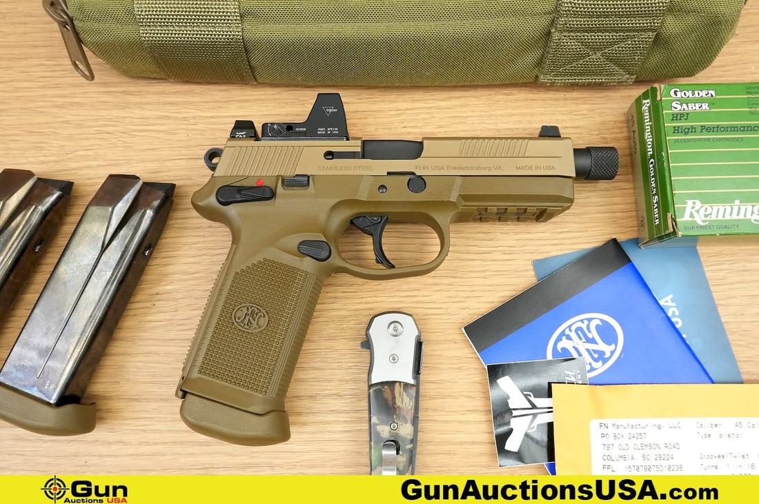 FNH FNP-45 TACTICAL .45 ACP THREADED BARREL Pistol. Excellent. 5.25" Barrel. Shiny Bore, Tight (1 of 20)