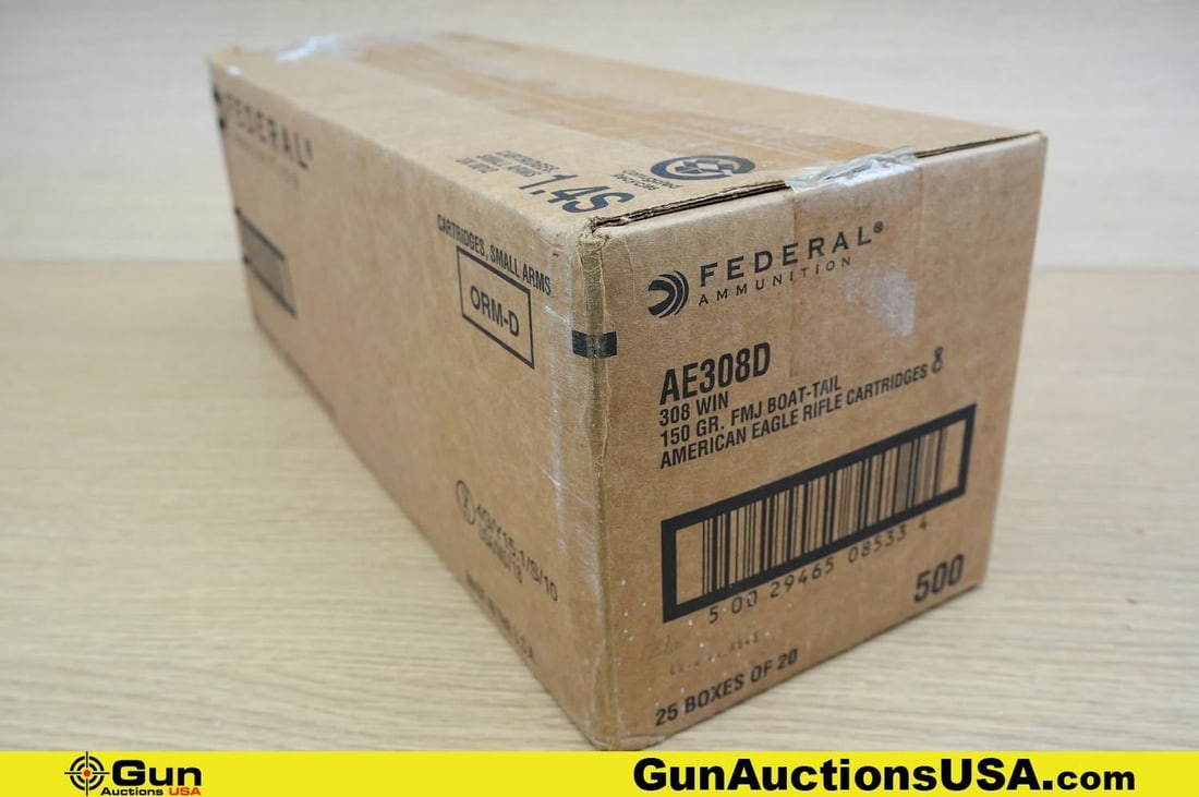 Federal .308 Ammo. 500 Rds of 150 Gr FMJ BT. . (82712) (GSCW72) (1 of 2)