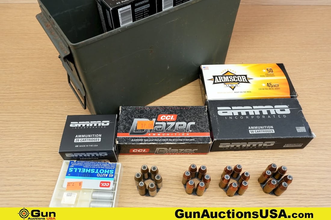 Armscor, Blazer, Etc. .45 AUTO Ammo. Approx. 437 Rds. Includes Metal Ammo can. . (82834) (GSCV60) (1 of 9)