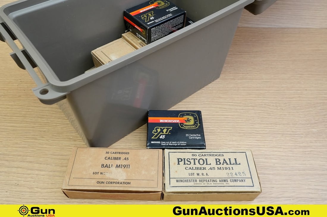 Winchester, Olin .45 Auto Ammo. Approx. 500 Rds. Includes Polymer Ammo Can. . (82733) (GSCV39) (1 of 6)