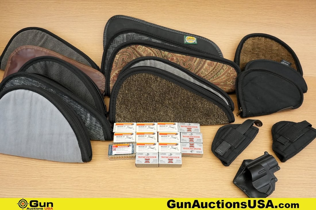 Ace Case, Winchester, Etc. .22LR Pistol Pouches, Holsters, Ammo. 13 Soft Zipper Pistol Cases, Three (1 of 20)