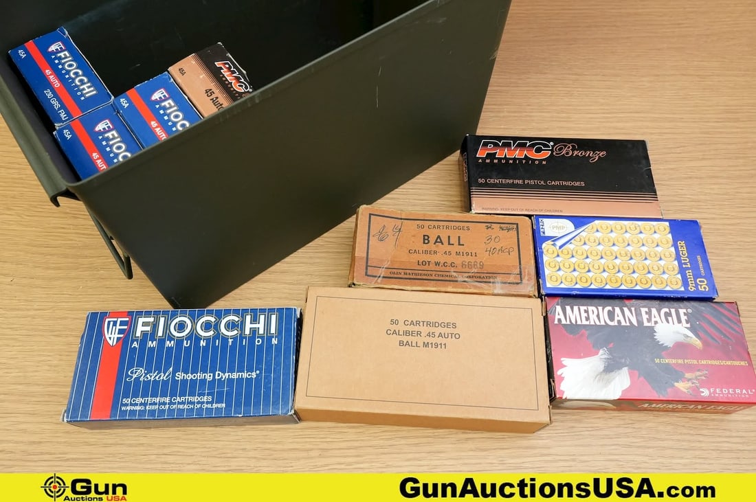 Fiocchi, PMC, Winchester, Etc. 9MM, .45 ACP 9MM, .45 ACP Ammo. Approx. 470 Rds in total; 380 Rds of (1 of 7)