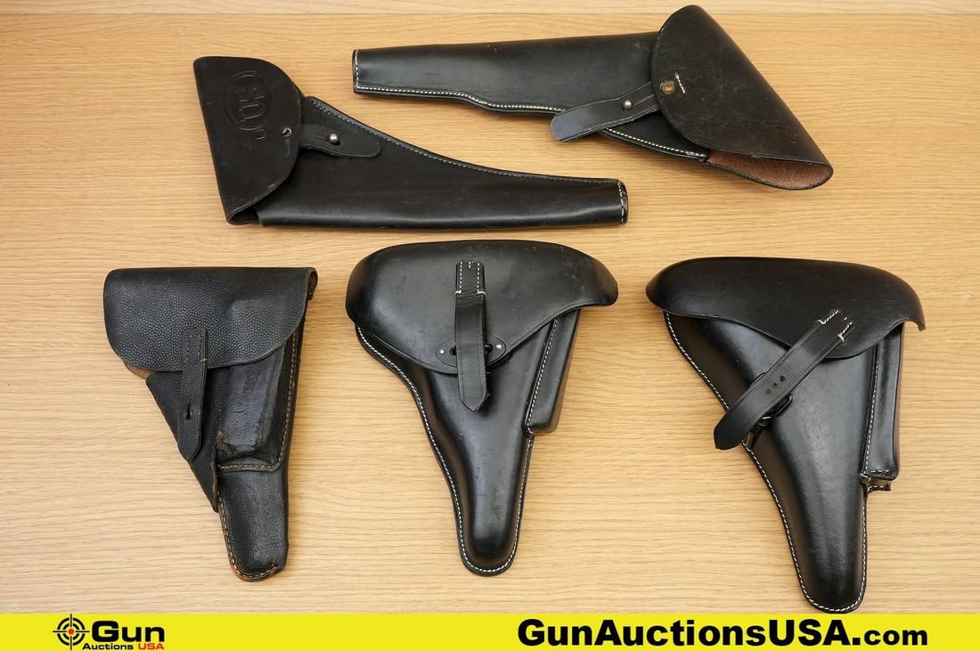Assorted Holsters. Good Condition, Normal Handling Marks. . Five Assorted Black Leather Flap (1 of 13)