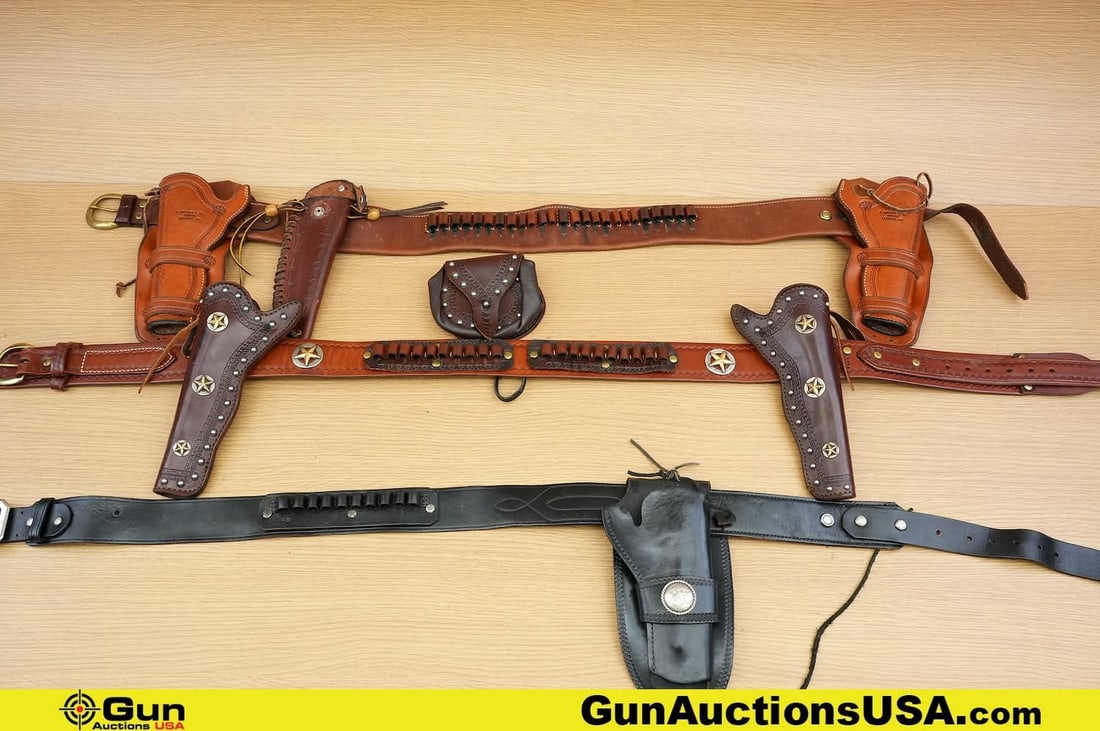 Don Hume, Le Flar, Etc. Gun Accessories . Very Good. . Three Cowboy Gun Belt Rigs with Holsters and (1 of 19)