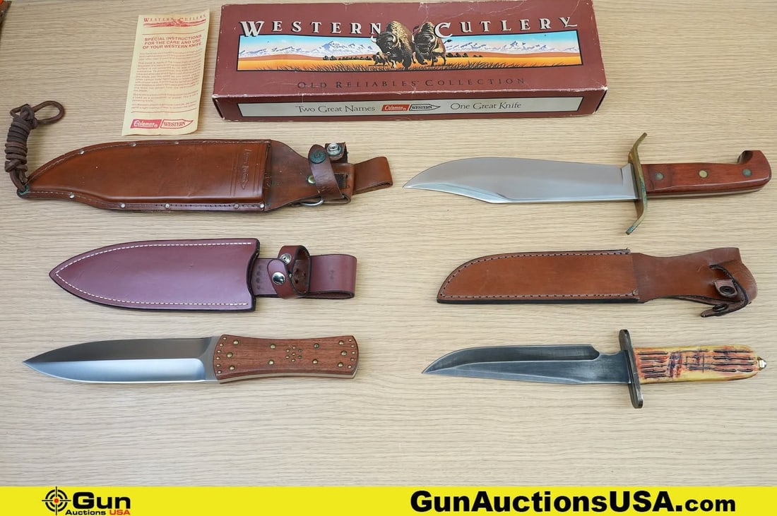 Western, Ruff's Knives. Very Good. . Three Fixed Blade Knives with Sheaths, One with Original Box (1 of 11)