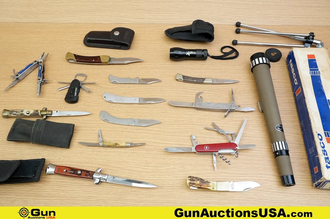 Schrade, Camillus, Tasco, Etc. 6B7, Officer Suisse, 1979, Etc. Accessories . Very Good. . Nine (1 of 20)