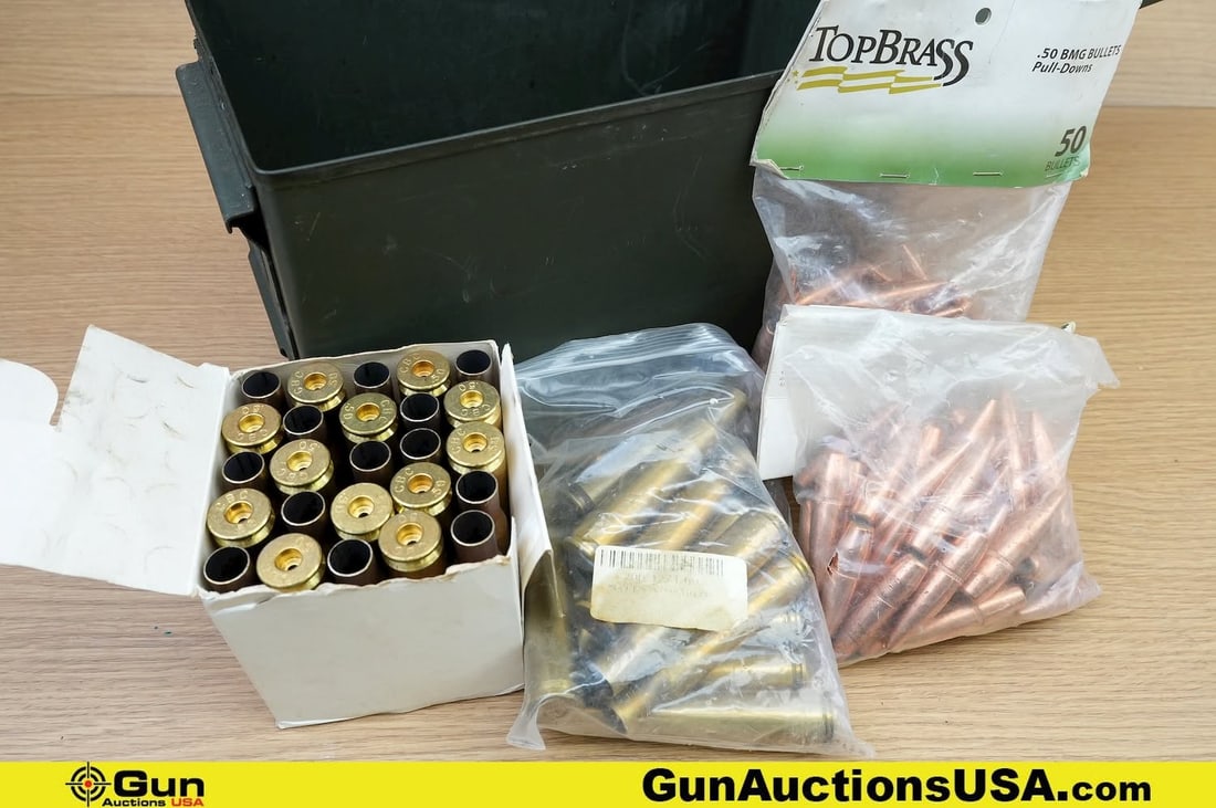 Top Brass, Lake City, CBC .50 Caliber Projectile Bullets, Empty Cases. Approx. 100 Projectiles and (1 of 8)