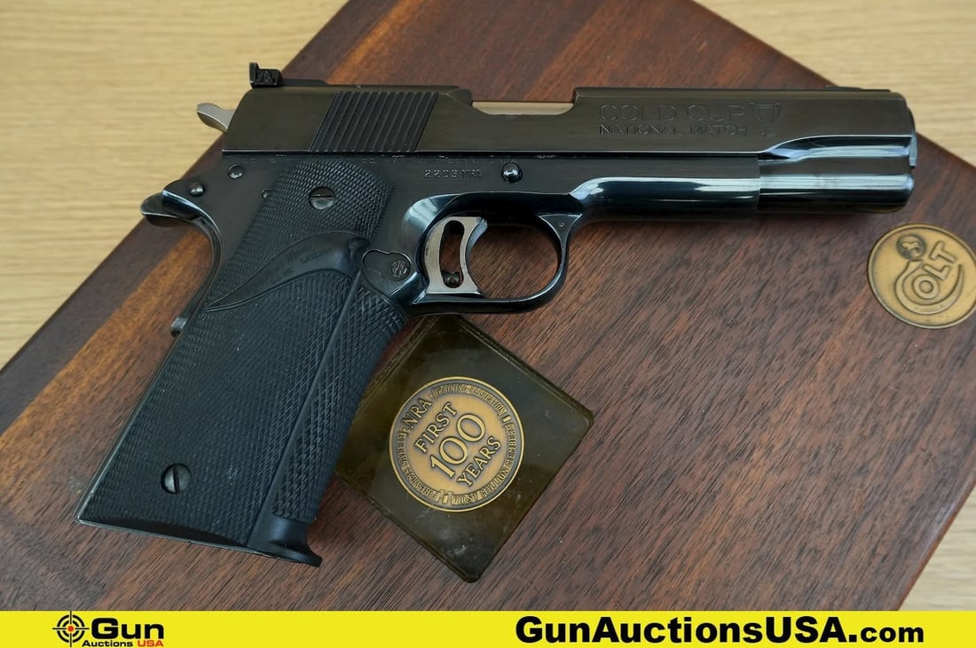 COLT GOLD CUP NATIIONAL MATCH .45 AUTO 1871 NRA CENTENNIAL Pistol. Very Good. 5'' Barrel. Shiny: COLT GOLD CUP NATIIONAL MATCH .45 AUTO 1871 NRA CENTENNIAL Pistol. Very Good. 5'' Barrel. Shiny Bore, Tight Action Semi Auto. Features 1871 NRA CENTENNIAL 1971, THE FIRST 100 YEARS OF SERVICE STAMPED 