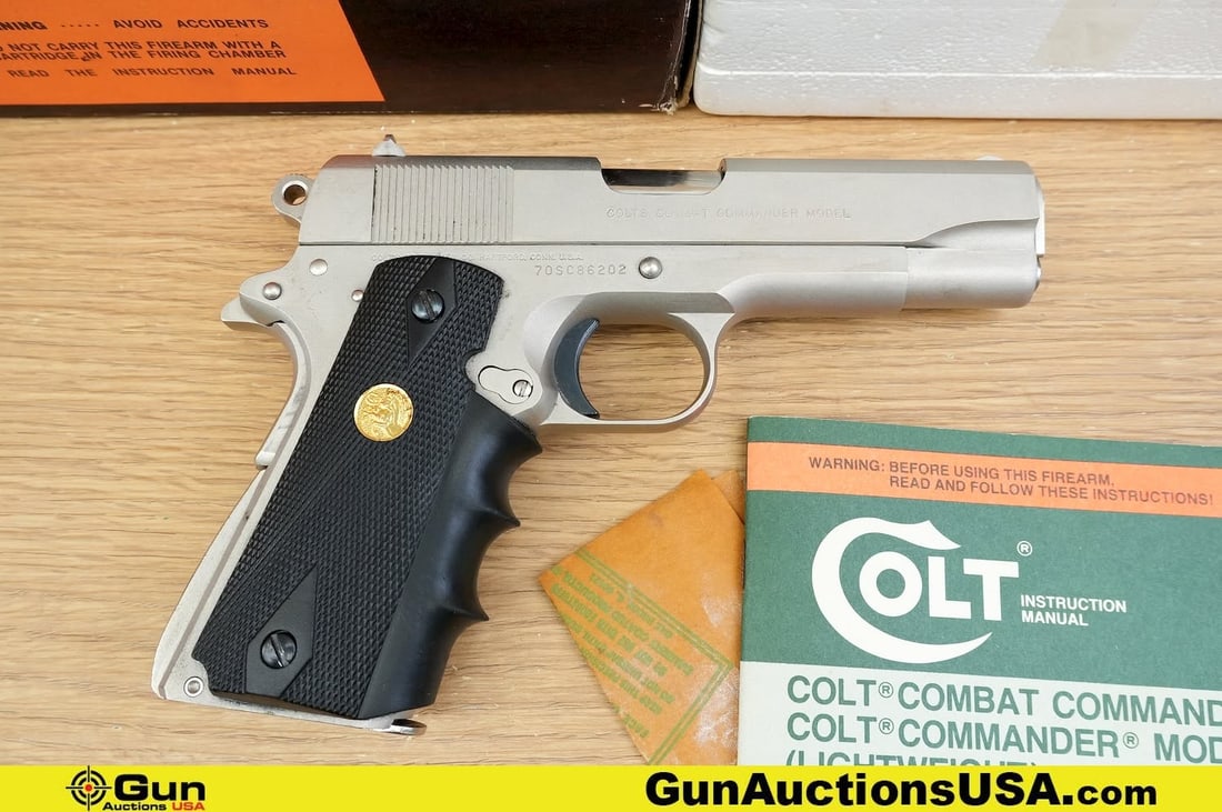 COLT COMBAT COMMANDER .45 AUTO COLLECTOR'S Pistol. Good Condition, Normal Handling Marks. 3" Barrel.: COLT COMBAT COMMANDER .45 AUTO COLLECTOR'S Pistol. Good Condition, Normal Handling Marks. 3" Barrel. Shiny Bore, Tight Action Semi Auto . Features Solid Steel Construction, Hammer Fired, SA Only, with
