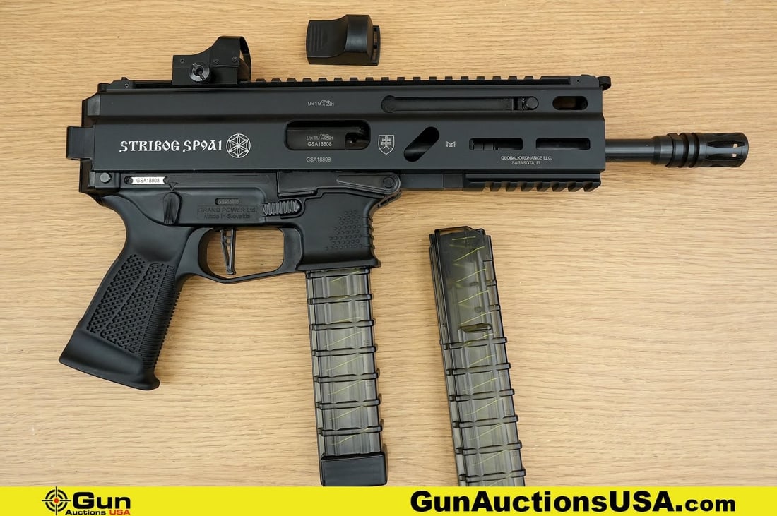 Global Ordnance GRAND POWER STRIBORG SP9A1 9X19 THREADED BARREL Pistol . Very Good. 10" Barrel.: Global Ordnance GRAND POWER STRIBORG SP9A1 9X19 THREADED BARREL Pistol . Very Good. 10" Barrel. Shiny Bore, Tight Action Semi Auto . Features a robust steel-reinforced polymer frame, FREE FLOAT BARREL