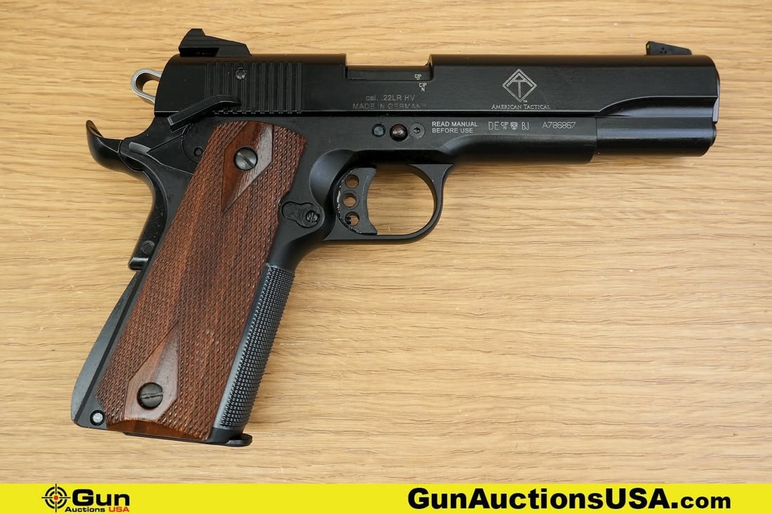 ATI GSG 1911 .22 LR Pistol. Very Good. 5" Barrel. Shiny Bore, Tight Action Semi Auto . Features a: ATI GSG 1911 .22 LR Pistol. Very Good. 5" Barrel. Shiny Bore, Tight Action Semi Auto . Features a Lightweight Alloy Checkered Frame, Extended Beavertail Grip Safety, Tall Front Dot Sight, with an Adju