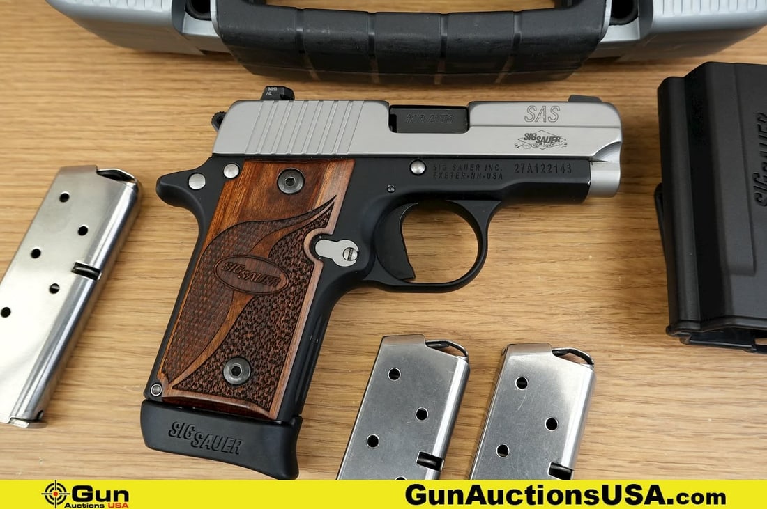 SIG Sauer P238 .380 AUTO Pistol. Excellent. 2.75" Barrel. Shiny Bore, Tight Action Semi Auto .: SIG Sauer P238 .380 AUTO Pistol. Excellent. 2.75" Barrel. Shiny Bore, Tight Action Semi Auto . Features a Matte Stainless Steel Slide, Checkered and Stippled Wood Grips for Enhanced Control, Hi Viz Th