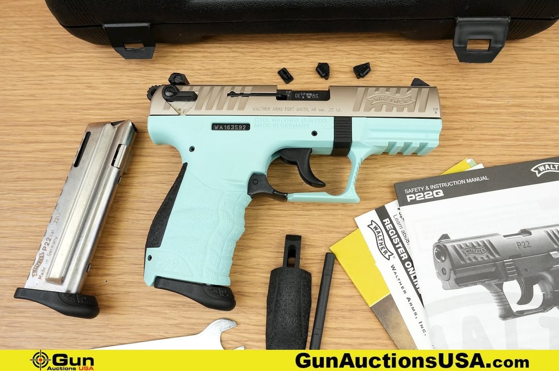 WALTHER P22 .22 LR Pistol. Excellent. 3.25" Barrel. Shiny Bore, Tight Action Semi Auto . Features an: WALTHER P22 .22 LR Pistol. Excellent. 3.25" Barrel. Shiny Bore, Tight Action Semi Auto . Features an Ambi Mag Release, Hammer Fired Semi Auto with Ambi Safety, Extended Trigger Guard, Picatinny Front 