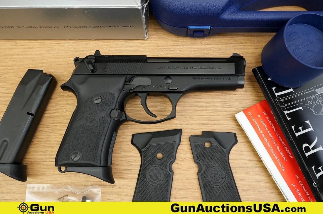 BERETTA 92 COMPACT L 9MM PARA Pistol. Like New. 4.25" Barrel. Semi Auto . Features a Durable Steel: BERETTA 92 COMPACT L 9MM PARA Pistol. Like New. 4.25" Barrel. Semi Auto . Features a Durable Steel Frame, Compact Frame, Ambi Safety and De-Cocking Lever, Fixed Hi-Viz White Front and Rear Sights, Tex