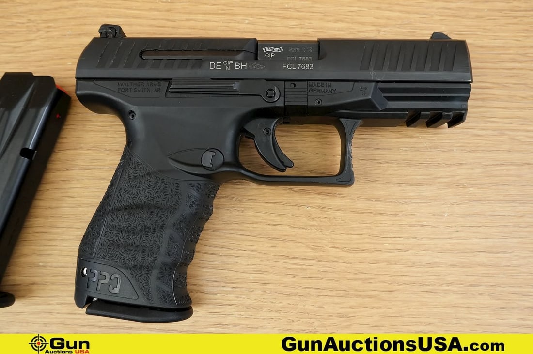 WALTHER PPQ 9X19 Pistol. Very Good. 4" Barrel. Shiny Bore, Tight Action Semi Auto . Striker Fired: WALTHER PPQ 9X19 Pistol. Very Good. 4" Barrel. Shiny Bore, Tight Action Semi Auto . Striker Fired Pistol Featuring Ergonomic Textured Grip, Enlarged Trigger Guard, Front Accessory Rail, Front and Rear