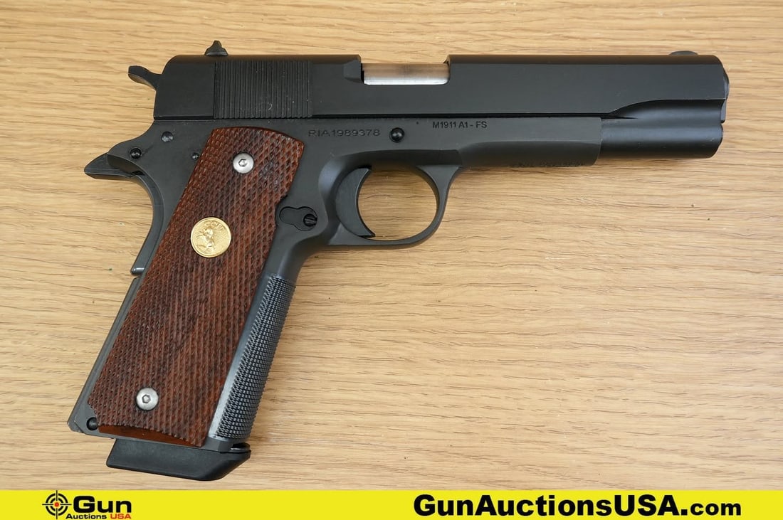 ROCK ISLAND M1911 A1-FS 9mm Pistol. Excellent. 5" Barrel. Shiny Bore, Tight Action Semi Auto .: ROCK ISLAND M1911 A1-FS 9mm Pistol. Excellent. 5" Barrel. Shiny Bore, Tight Action Semi Auto . Featuring Checkered Wood Grips with Colt Medallions, A1 Hammer, Left Side Thumb Safety, Checkered Left Si