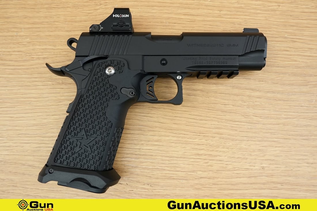 Girsan TURKATO WITNESS 2311 9MM Pistol. Very Good. 4.25" Barrel. Shiny Bore, Tight Action Semi Auto: Girsan TURKATO WITNESS 2311 9MM Pistol. Very Good. 4.25" Barrel. Shiny Bore, Tight Action Semi Auto . Features a Fully Textured Polymer STACATTO Style Grip, Adjustable Half Moon Trigger, Enlarged Trig