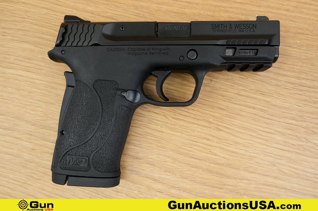 S&W M&P 380 Shield EZ M2.0 .380 AUTO Pistol. Excellent. 2.5" Barrel. Shiny Bore, Tight Action Semi: S&W M&P 380 Shield EZ M2.0 .380 AUTO Pistol. Excellent. 2.5" Barrel. Shiny Bore, Tight Action Semi Auto . Features an Easy-to-Rack Slide, Hi Viz White Sights, Textured Grip for Enhanced Control, Picat