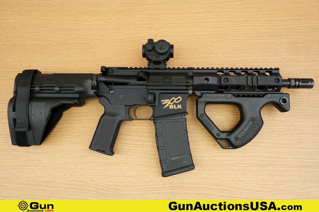 Anderson AM-15 300 BLACKOUT Pistol. Excellent. 9" Barrel. Shiny Bore, Tight Action Semi Auto .: Anderson AM-15 300 BLACKOUT Pistol. Excellent. 9" Barrel. Shiny Bore, Tight Action Semi Auto . Features a Magpul Pistol Grip, Sig Adjustable Pistol Brace, Ambi Sling Attachments at Rear, Extended Maga