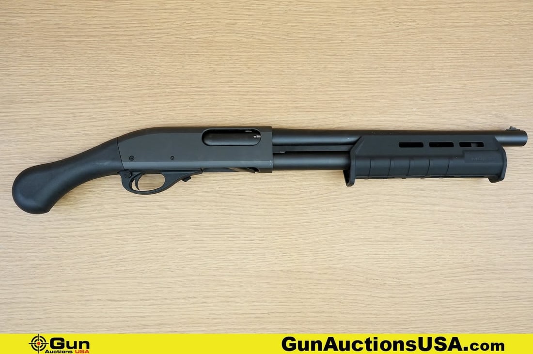 REMINGTON 870 12GA Other. Excellent. 14" Barrel. Shiny Bore, Tight Action . Features a Black Steel,: REMINGTON 870 12GA Other. Excellent. 14" Barrel. Shiny Bore, Tight Action . Features a Black Steel, Frame, Receiver and Barrel, Left Side Pump Release, Cross Bolt Safety Behind Trigger, Drilled and Ta