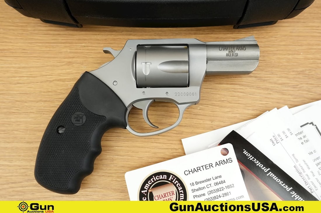 Charter Arms PIT BULL .40 S&W Revolver. Excellent. 2.25" Barrel. Shiny Bore, Tight Action . Features: Charter Arms PIT BULL .40 S&W Revolver. Excellent. 2.25" Barrel. Shiny Bore, Tight Action . Features a Unique Caliber Chambering, Brushed Stainless Finish, Over Molded Rubber Grips for Comfortable Han