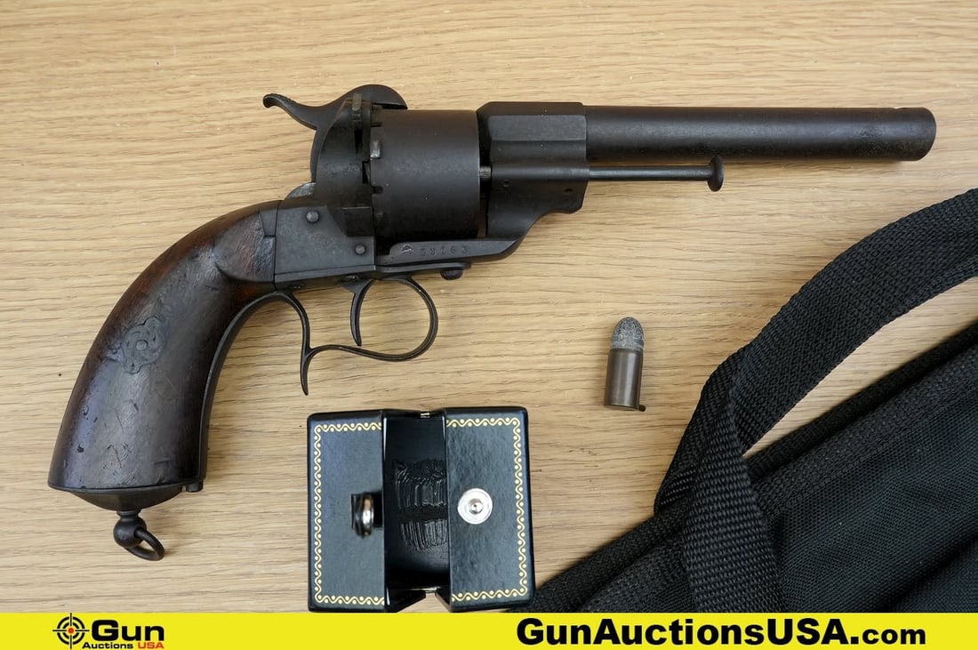 Lefacheux 1854 12mm PIN FIRE Revolver. Needs Repair. 6" Barrel. . Features Hardwood Grips, 6 Shot (1 of 14)