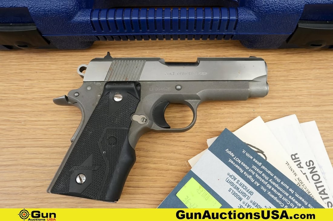 COLT MARK IV SERIES 80 OFFICER'S ACP .45 AUTO COLLECTOR'S Pistol. Good Condition, Normal Handling: COLT MARK IV SERIES 80 OFFICER'S ACP .45 AUTO COLLECTOR'S Pistol. Good Condition, Normal Handling Marks. 2.5" Barrel. Shiny Bore, Tight Action Semi Auto . Features a Compact Frame, Matte Steel Constru