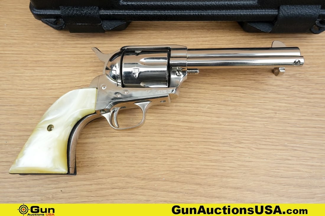 MITCHELL ARMS INC. SINGLE ACTION ARMY .45 LONG COLT COLLECTOR'S Revolver. Very Good. 4.75" Barrel.: MITCHELL ARMS INC. SINGLE ACTION ARMY .45 LONG COLT COLLECTOR'S Revolver. Very Good. 4.75" Barrel. Shiny Bore, Tight Action . Features Faux Pearl Grips, Nickel Frame, Receiver and Barrel, Six Shot Flu