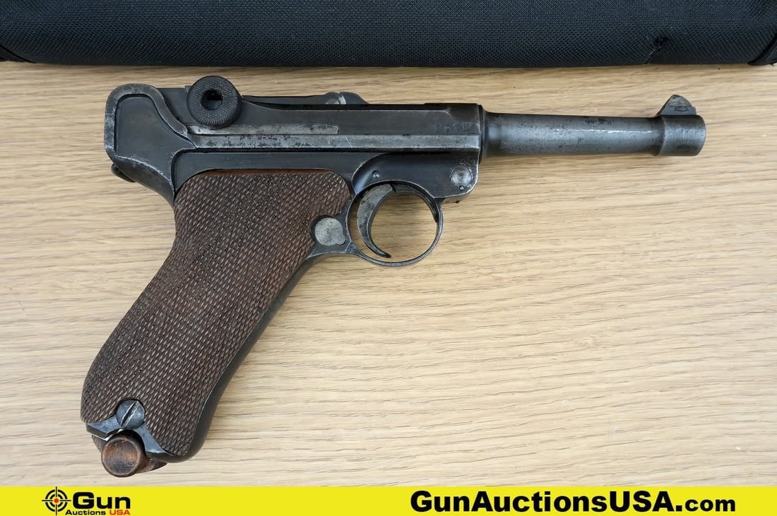 ERFURT P08 9mm ALL MATCHING NUMBERS Pistol. Good condition, Normal Handling Marks, Scattered: ERFURT P08 9mm ALL MATCHING NUMBERS Pistol. Good condition, Normal Handling Marks, Scattered Spotting and/or Pitting. 4" Barrel. Shootable Bore, Tight Action Semi Auto ALL MATCHING NUMBERS! 1913 PRODU