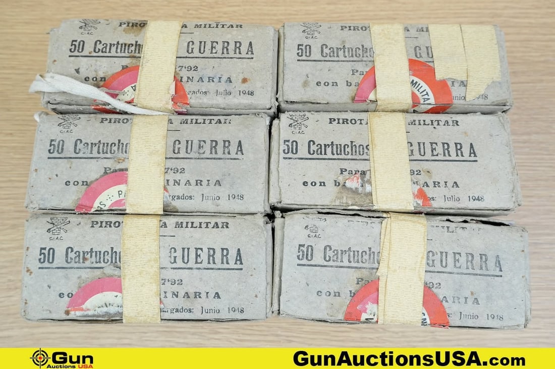 Pirotecnia Militar Surplus, Spanish 7.92 Mauser Ammo . . Approx. 300 Rds. . (83513) (GSCV38): Pirotecnia Militar Surplus, Spanish 7.92 Mauser Ammo . . Approx. 300 Rds. . (83513) (GSCV38)
