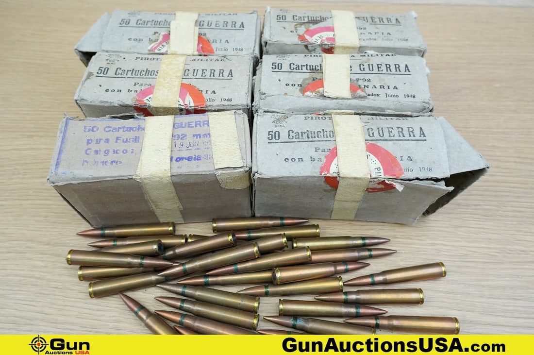 Pirotecnia Militar Surplus, Spanish 7.92 Mauser Ammo . . Approx. 300 Rds. . (83504) (GSCV60): Pirotecnia Militar Surplus, Spanish 7.92 Mauser Ammo . . Approx. 300 Rds. . (83504) (GSCV60)