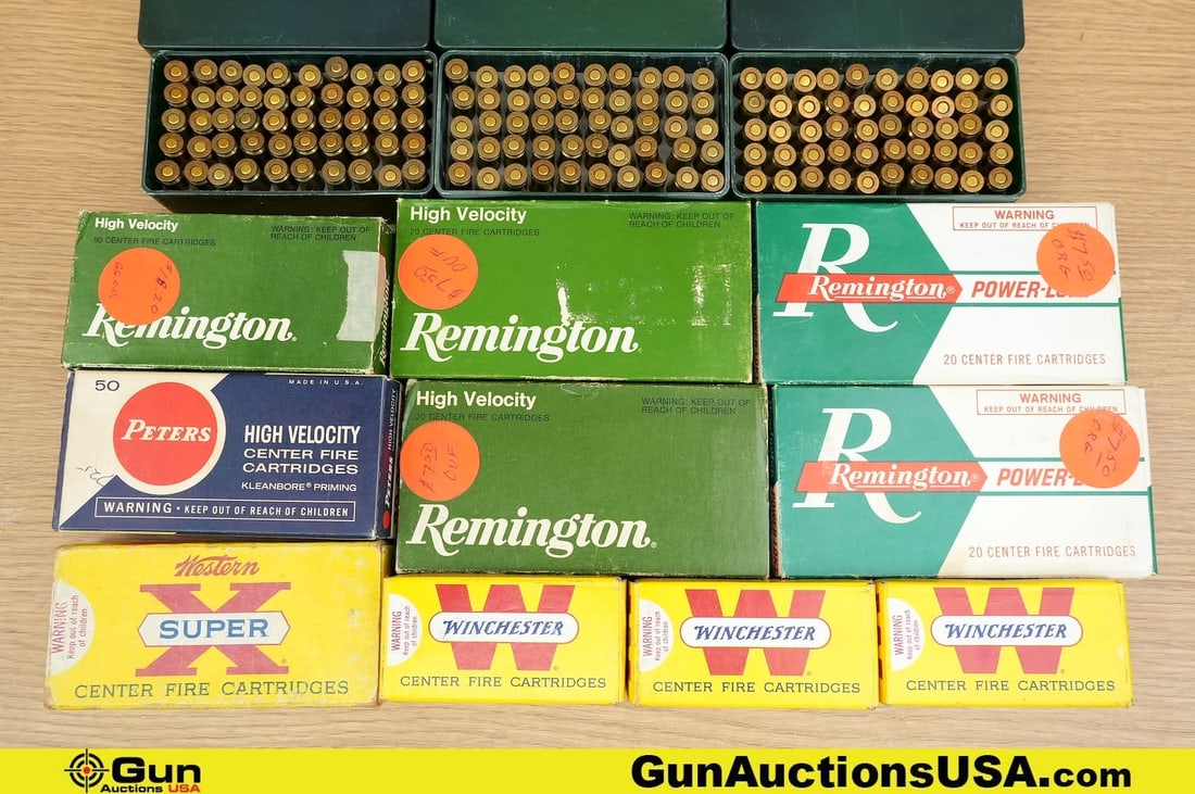 Remington, Winchester, Speer, Etc. .22-250, .25-20, .32-20 Ammo. . Approx. 480 Rds in Total; Approx. (1 of 4)