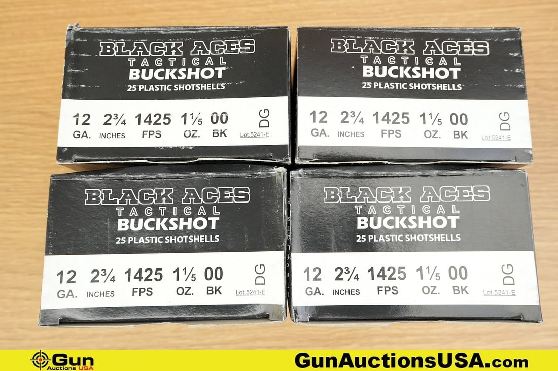 Black Aces 12 Ga. Ammo . . 100 rds. of 2 3/4", 1 1/5 Oz, 00 Buck . (79940) (GSCU36) (1 of 1)