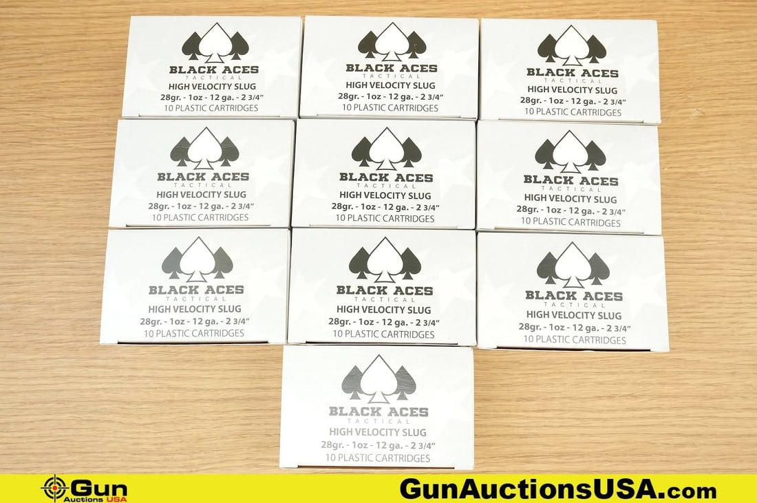 Black Aces 12 Ga. Ammo . . 100 Rds of 2 3/4" 28 Gr, 1 Oz. High Velocity Slugs. . (79948) (GSCT30) (1 of 2)