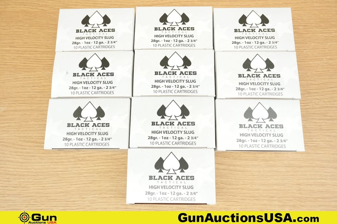 Black Aces 12 Ga. Ammo . . 100 Rds of 2 3/4" 28 Gr, 1 Oz. High Velocity Slugs. . (79950) (GSCT65) (1 of 2)