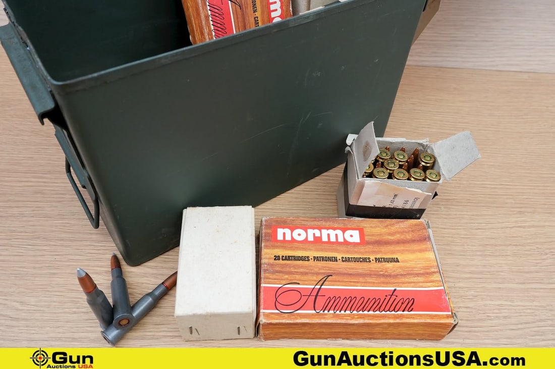 Norma, Surplus 7.62x54r, 7.62x51, 7.62x39, 7.7 JAP, 7.5x55 Ammo. . Approx. 210 Rds in Total; 120 Rds: Norma, Surplus 7.62x54r, 7.62x51, 7.62x39, 7.7 JAP, 7.5x55 Ammo. . Approx. 210 Rds in Total; 120 Rds of 7.62x54r, 40 Rds of 7.62x51, 30 Rds of 7.62x39, 10 Rds of 7.7 JAP, and 10 Rds of 7.5x55. Include