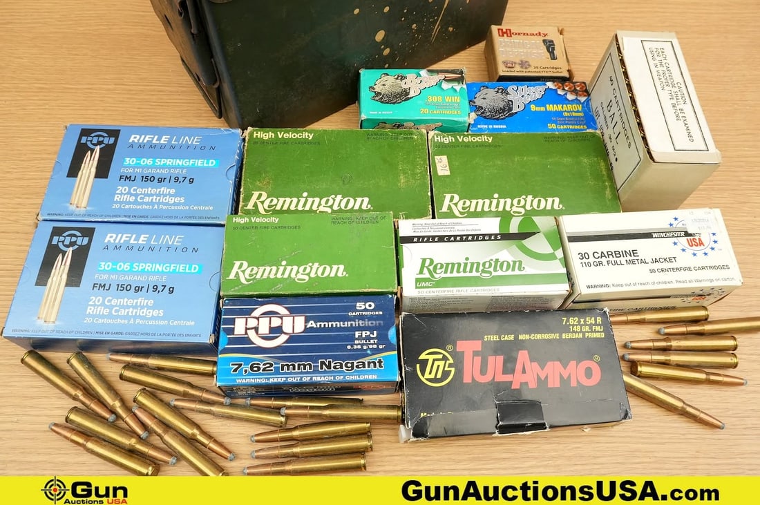 REM, Brown Bear, PPU, Etc 30-06 SPRG, 30 Carbine, 7 MM, Etc Ammo. . 351 Rds in Total; 96 Rds of (1 of 10)