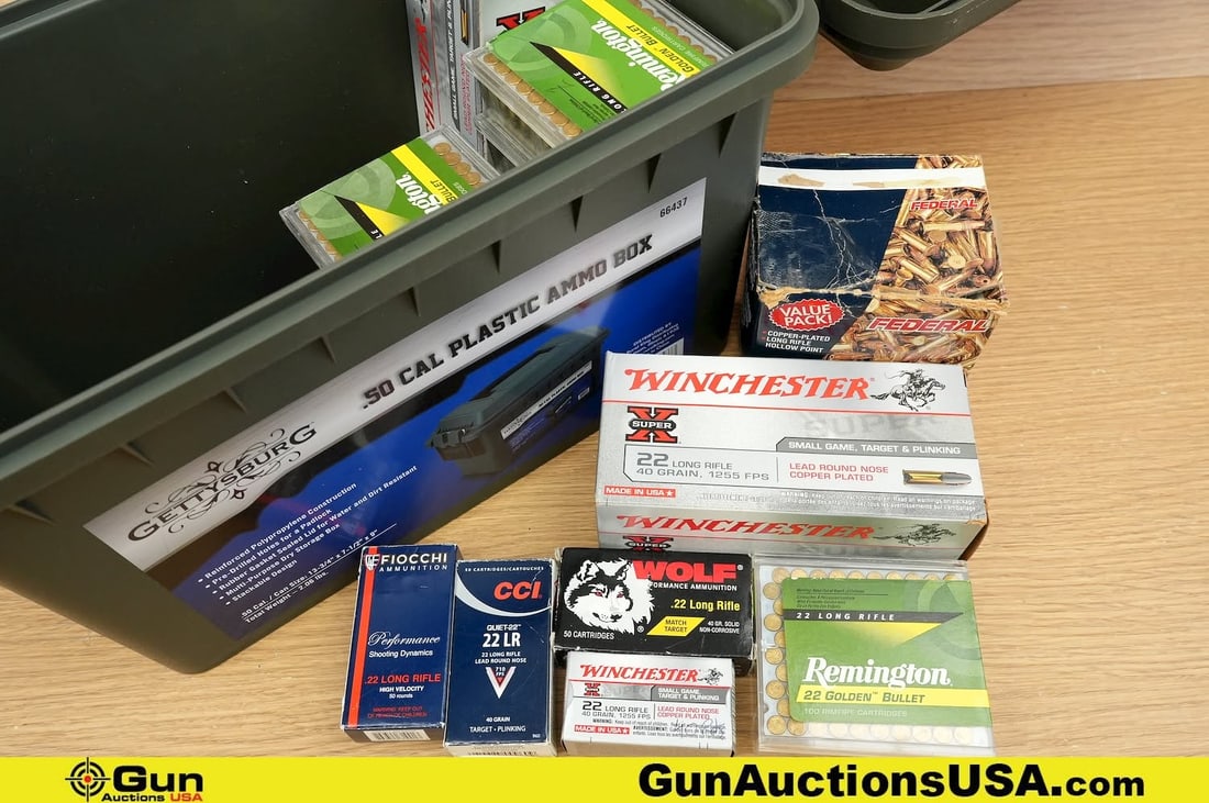 REM, WIN, FED, Etc 22 LR Ammo. . Approx 2200 Rds of 22 LR. Includes Polymer Ammo Can.. (83511): REM, WIN, FED, Etc 22 LR Ammo. . Approx 2200 Rds of 22 LR. Includes Polymer Ammo Can.. (83511) (GSCV46)