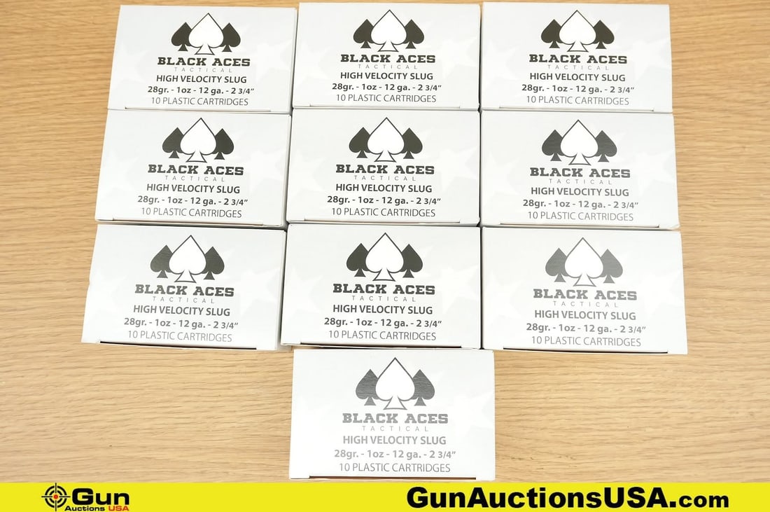 Black Aces 12 Ga. Ammo . . 100 Rds of 2 3/4" 28 Gr, 1 Oz. High Velocity Slugs. . (79949) (GSCT78) (1 of 2)