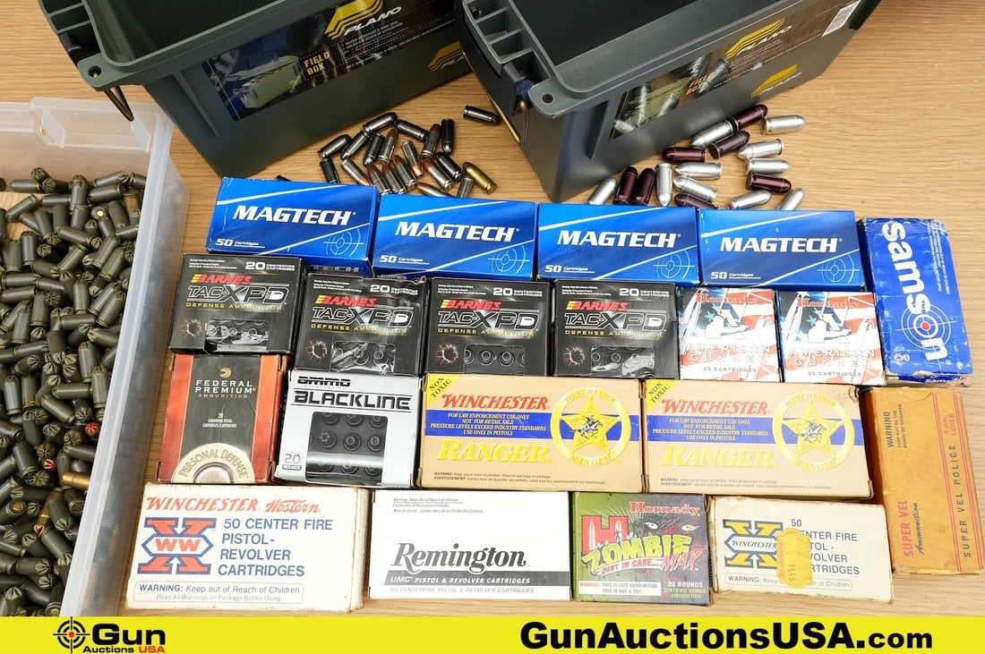 WIN, Hornady, Mag-tech, Etc 9 MM, 45 ACP, 380 ACP Ammo, Snap Caps. . Approx. 1069 Rds in Total; (1 of 12)