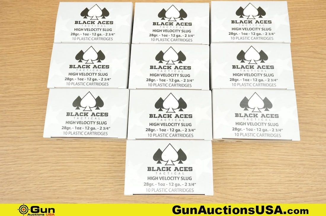 Black Aces 12 Ga. Ammo . . 100 Rds of 2 3/4" 28 Gr, 1 Oz. High Velocity Slugs. . (79946) (GSCT11) (1 of 2)