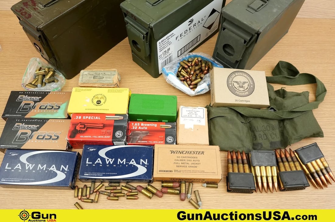Speer, Blazer, Winchester, Etc. .38 Special, .380 Auto, .32 ACP. Etc. Ammo . . Approx. 675 Rds in: Speer, Blazer, Winchester, Etc. .38 Special, .380 Auto, .32 ACP. Etc. Ammo . . Approx. 675 Rds in Total; Approx. 100 Rds of .38 Special, Approx. 250 Rds of .380 Auto, Approx. 50 Rds of .32 ACP, Approx