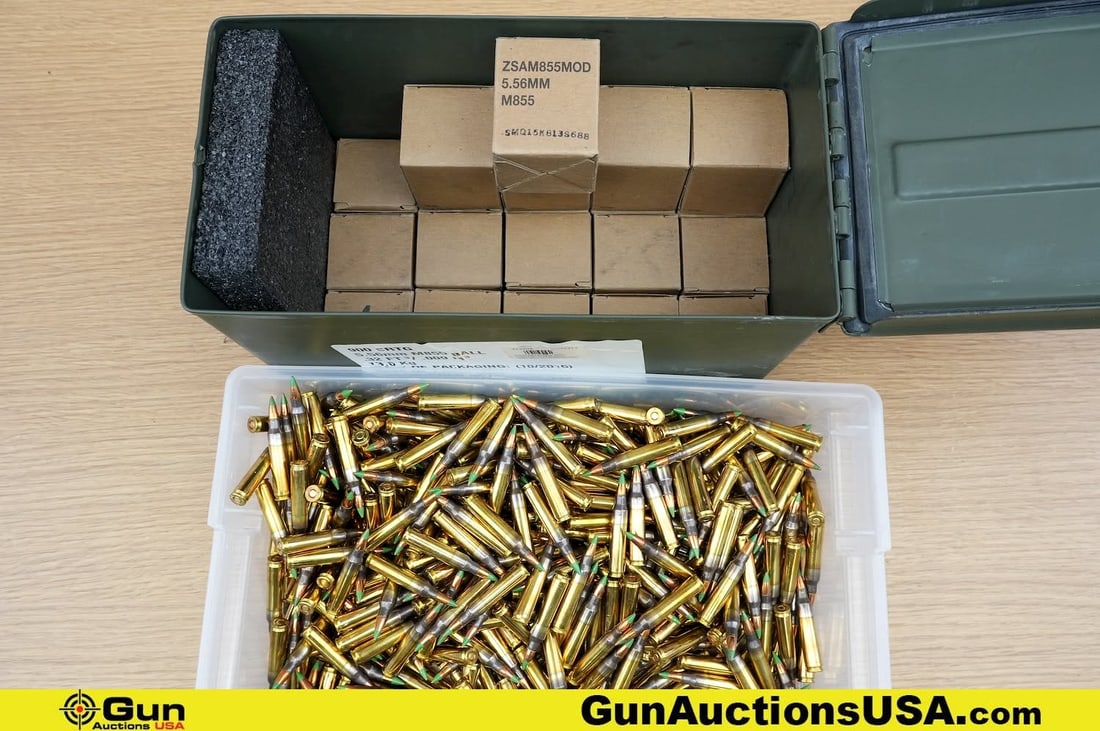Surplus, IWI, Etc. 5.56x45MM Ammo. . Approx. 875 Rds. Includes Metal Ammo Can. . (83106) (GSCW82) (1 of 7)